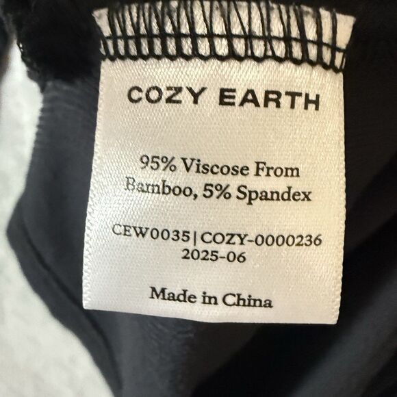 Cozy Earth Bamboo Stretch Knit Tee Shirt Womens Size XL Black Ribbed Pattern - Picture 7 of 7